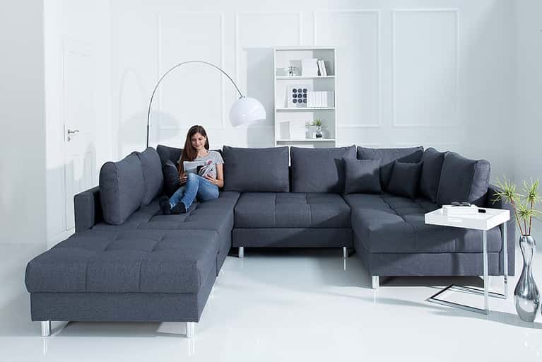 Moderne XXL Wohnlandschaft KENT 305cm anthrazit Federkern Bigsofa 