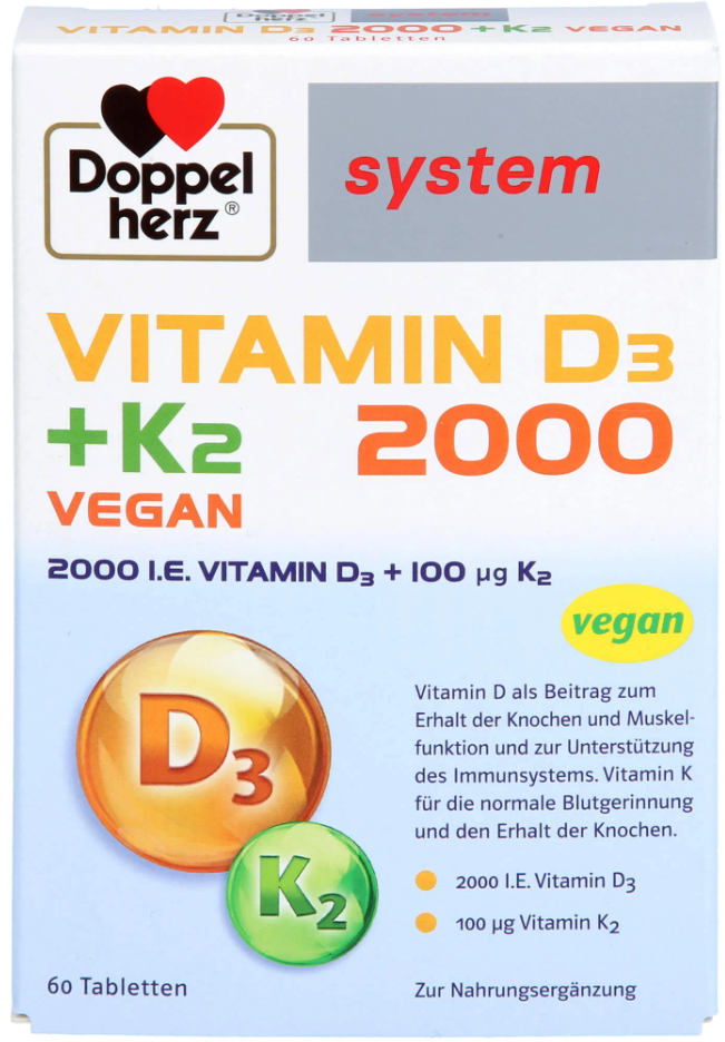 Doppelherz Vitamin D3 2000+K2 System Tabletten 60 St